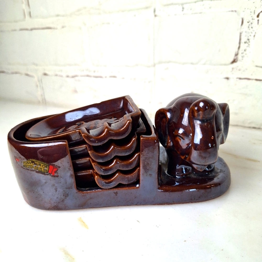 Vintage HA DASON Elephant Ashtrays / Chopstick Holders, Occupied Japan
